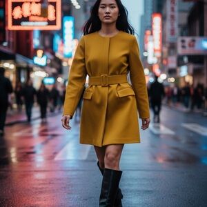 ZARA Elegant Yellow Belted Coat / Dress